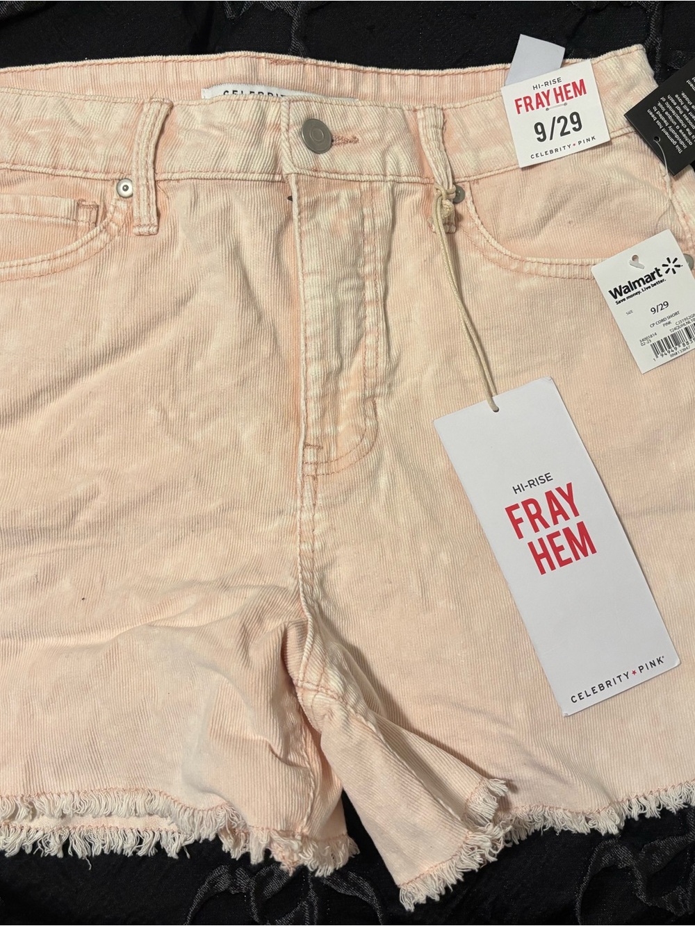 Celebrity Pink Light Peach High-Rise Frayed Hem Denim Shorts